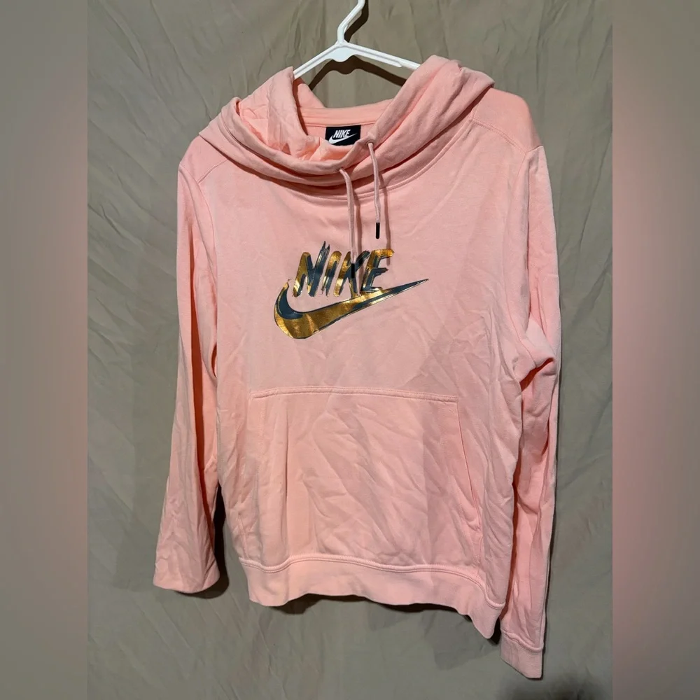 Nike Peach Colored  Pullover Hoodie with Golden Logo